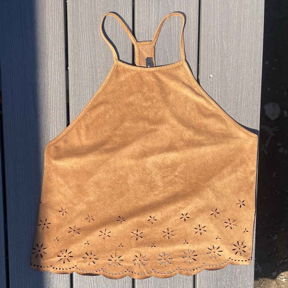 Brown suede tank top